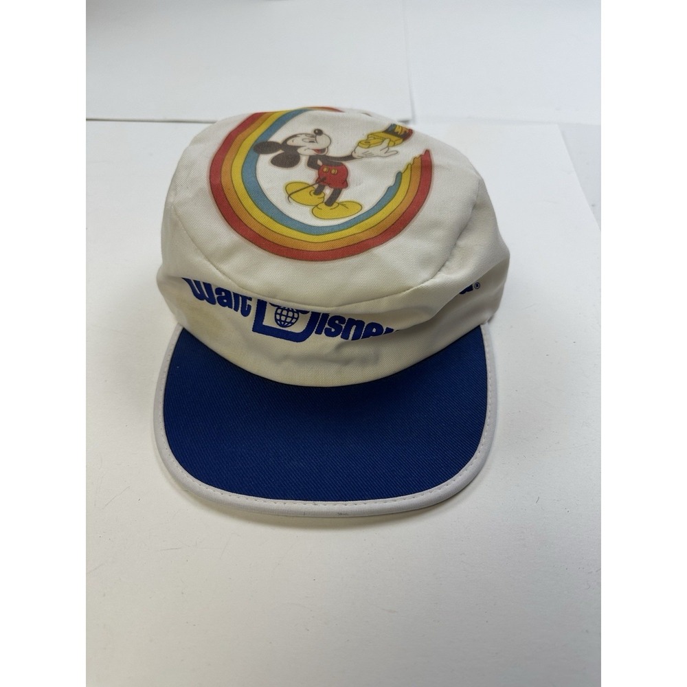 Vintage Disney Mickey Mouse Pillbox Painters Hat Cap Made In USA Disneyland 80s